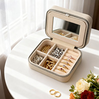 Boîte cadeau écologique personnalisée pour ensemble de bijoux avec miroir intégré, compartiments séparés et fermeture éclair, toucher doux