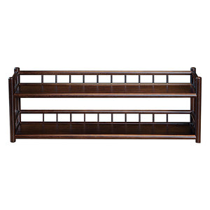 Antique Display <b>Shelf</b> Tea Set Stand Bamboo Double Layer 60x15x33cm <b>Desk</b> Storage Organizer - Product Image 5