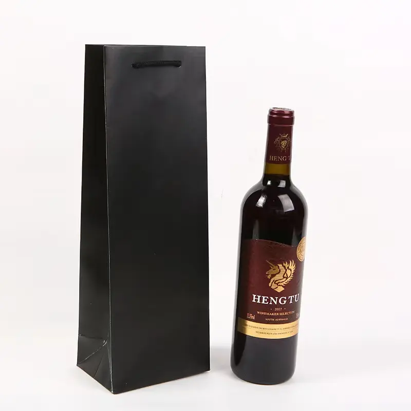 Usine directe vin rouge mousseux bouteilles de champagne sac en papier prêt à expédier 500ml 750ml bouteille unique vin rouge sac cadeau