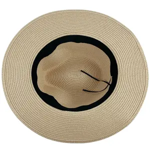 AAA434 Topi Floppy Pria Wanita Alami Musim Panas Perlindungan UV Topi Matahari Pantai Pinggiran Lebar Topi Jerami Panama Fedora