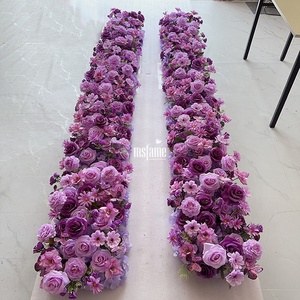 MSFAME Runner Floreale 5D di Alta Qualità da Matrimonio Effetto Realistico con <span class=keywords><strong>Fiori</strong></span> di Campo <span class=keywords><strong>Lilla</strong></span> e <span class=keywords><strong>Viola</strong></span> - Product Image 5