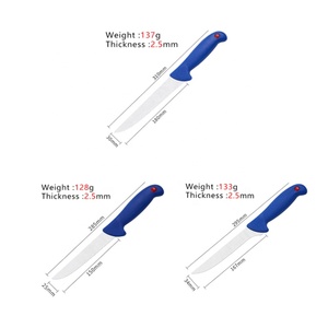批发蓝色塑料手柄鱼片刀套装，带磨刀器和砧板便携式户外野营袋 - Product Image 3