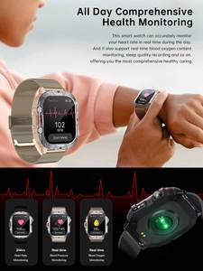 Montre connectée Android C40 Pro unisexe, forme carrée, tracker de santé, étanche, assistant vocal IA, pour le sport - Product Image 3
