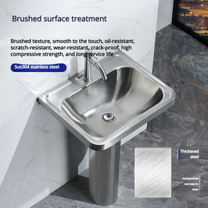 Lavabo sur pied en acier inoxydable pour salle de bain - Product Image 1