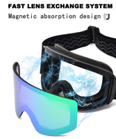 Masque de Ski d'Usine Protection UV400 Lunettes de Snowboard Personnalisées OEM Anti-Buée avec Sangles et Verres Magnétiques