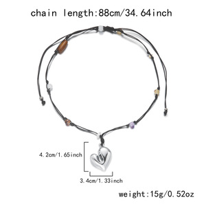 新款时尚秋冬心形吊坠长毛衣绳链耳坠陶瓷手工编织男女通用长项链可定制 - Product Image 5