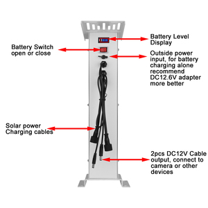 ระบบพลังงานแสงอาทิตย์ DC12V 5V สำหรับกล้องวงจรปิด Uniview (<span class=keywords><strong>UNV</strong></span>) ชุดแผงโซลาร์เซลล์กันน้ำสำหรับภายนอกอาคาร พร้อมแบตเตอรี่ลิเธียมและขาตั้ง - Product Image 5