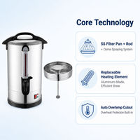 Urne à café électrique commerciale en acier inoxydable, 120 tasses, 1600W, chauffe-eau avec robinet pour hôtel, buffet, restauration