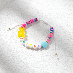 Braccialetto fatto a mano in ceramica morbida intrecciata estate boemia regolabile <span class=keywords><strong>orso</strong></span> lettera braccialetto di fascino - Product Image 3