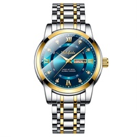 Montre à quartz pour homme, bracelet en acier inoxydable 41 mm, aiguilles lumineuses, affichage du jour et du calendrier, verre minéral renforcé, fermoir papillon