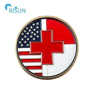 Заводская подгонка 3D эмаль американский флаг красный крест памятные монеты вызов на заказ Американский Красный Крест Вызов Монета - Product Image 4