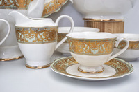 Vaisselle de luxe en porcelaine dorée en relief, style vintage, service de table en céramique arabe, provenant de la nouvelle porcelaine osseuse