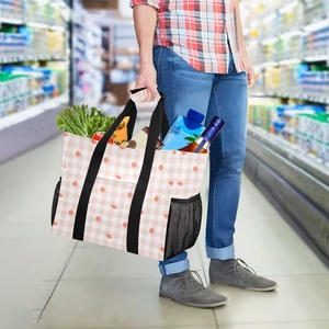 กระเป๋าเก็บความเย็นลายตารางสีชมพู Aloha Hawaii Design Lamination ขนาดใหญ่  กระเป๋าหิ้วพิมพ์ลายตามสั่ง  กระเป๋าช้อปปิ้งโพลีเอสเตอร์แบบใช้ซ้ำได้ - Product Image 6