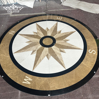 Médaillon et mosaïque en marbre naturel moderne personnalisé Goldtop, motif boussole, découpe au jet d'eau, pour le sol du hall d'hôtel