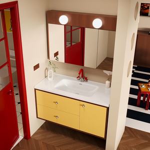 Bathroom cabinet ceramic integrated basin bathroom sink <b>hand</b> <b>wash</b> basin combination - Product Image 3