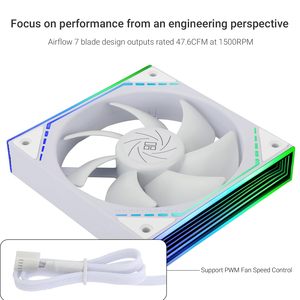 Ventilateur de boîtier Thermalright TL-M12 blanc 12 cm ARGB, nouveau modèle 2025, pour le refroidissement du boîtier d'ordinateu - Product Image 3