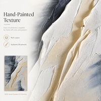 Peinture à l'huile abstraite Gris Orageux sur toile, Motif Crête de montagne blanche, Effet crème, Taille personnalisée, Directement de l'usine d'art en gros