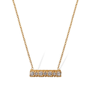 สร้อยคอจี้เพชรแถวเดียว โซ่ทอง ดีไซน์เรขาคณิต ใส่ได้ทุกวัน XL382 - Product Image 5