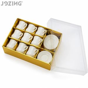 Juego de Tazas y Platos de Cerámica Blanca para Espresso, 12 Piezas para 6 Personas, Tazas de Café de Porcelana Minimalistas con Caja de Regalo Dorada, 3oz - Product Image 3