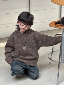 Enfants solide Polyester/coton hiver <span class=keywords><strong>polaire</strong></span> américain rétro tricoté <span class=keywords><strong>pull</strong></span> garçons lâche à la mode marque paresseux Style polyvalent - Product Image 5