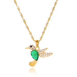 <span class=keywords><strong>Collar</strong></span> con Colgante de Colibrí con Circón Verde de J&D Jewelry para Mujer con Cadena Helicoidal de Acero Inoxidable y <span class=keywords><strong>Collar</strong></span> de Animal - Product Image 1