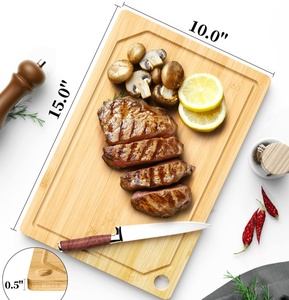 Tablas de Cortar de Madera para Cocina, Tabla de Cortar de Madera Práctica con Ranuras Profundas para Jugos, Tabla de Cortar de Bambú Natural - Product Image 1