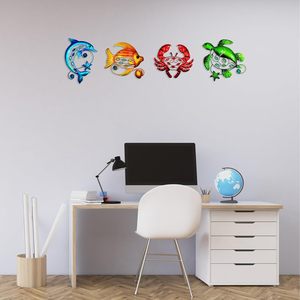 Décoration murale poisson en métal, tortue <span class=keywords><strong>de</strong></span> <span class=keywords><strong>mer</strong></span> et crabe Art <span class=keywords><strong>salle</strong></span> <span class=keywords><strong>de</strong></span> <span class=keywords><strong>bain</strong></span> décor dauphin décoration murale ferme et art mural extérieur coloré - Product Image 5