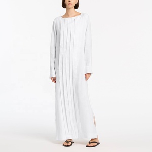 Vêtements pour femmes <span class=keywords><strong>robe</strong></span> en coton et lin <span class=keywords><strong>2023</strong></span> printemps été nouveau à manches longues col rond solide ample grande taille Maxi robes décontractées - Product Image 2