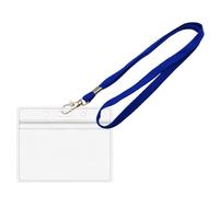 Cordon tubulaire en polyester avec porte-badge, pochette élastique pour clés, idéal pour enseignant, carte d'accès d'employé et passe événementiel