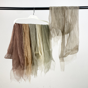 Écharpe en organza couleur teinture sale personnalisée, légère, voiles en viscose, Hijab, châle froissé à double épaisseur pour femmes musulmanes, mode de luxe - Product Image 1