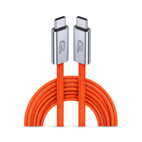 Câble de données USB-C vers USB-C multifonctionnel 240W 80 Gbit/s 16K Ultra HD en nylon tressé orange blindé pour charge rapide d'ordinateurs portables (OEM) - Vente en gros