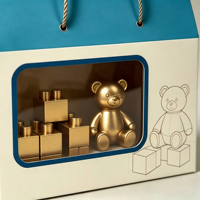 Boîte cadeau en papier OEM ODM avec fenêtre transparente, poignée en papier torsadé, logo personnalisé, emballage pour jouets d'enfants
