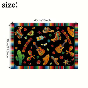 Decoración <span class=keywords><strong>de</strong></span> restaurante <span class=keywords><strong>Día</strong></span> mexicano <span class=keywords><strong>de</strong></span> los muertos Dibujos animados Color Rectangular Lino Aislamiento Pad Mantel estampado a rayas - Product Image 4