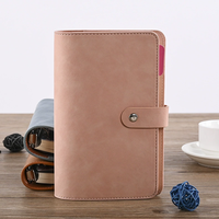 Couverture de classeur budgétaire en cuir polyuréthane A6 avec 12 poches de classeur transparentes à feuilles mobiles imperméables pour l'argent et autres