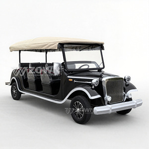 Voiture électrique de tourisme vintage 8 places noire avec auvent, alimentée par batterie, design classique pour réceptions d'hôtel et excursions - Product Image 2