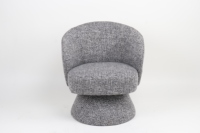 Fauteuil pivotant en velours gris, style moderne minimaliste, avec base ronde, pour chambre à coucher et appartement, décoration intérieure