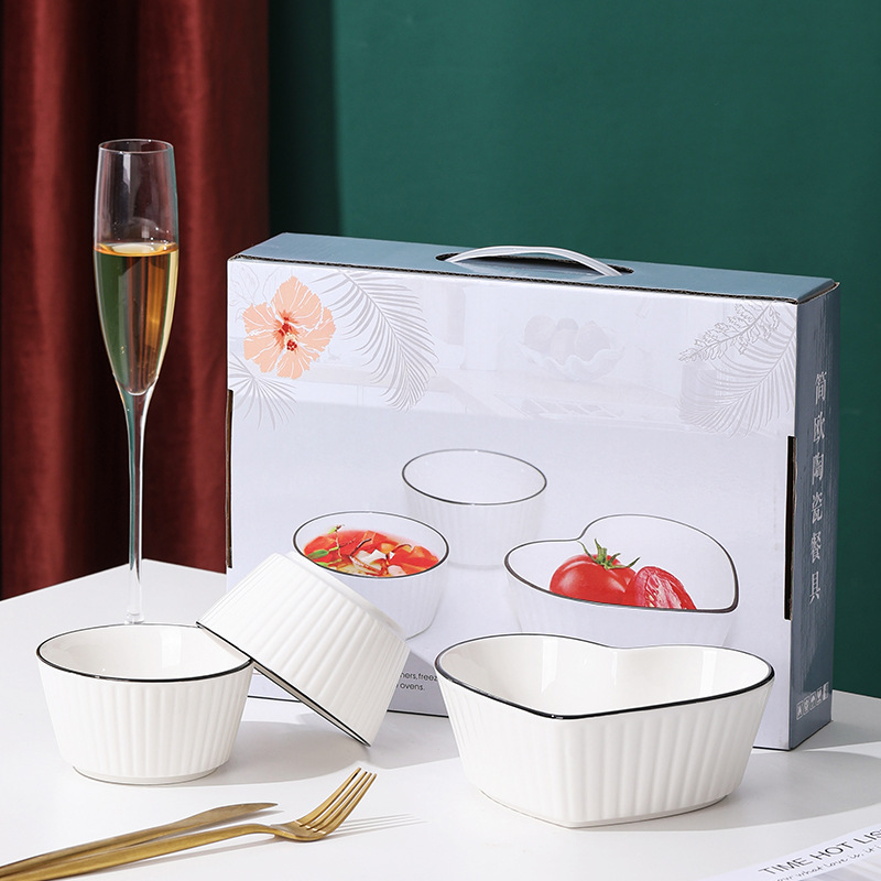 1 heart + 2 bowls set-White