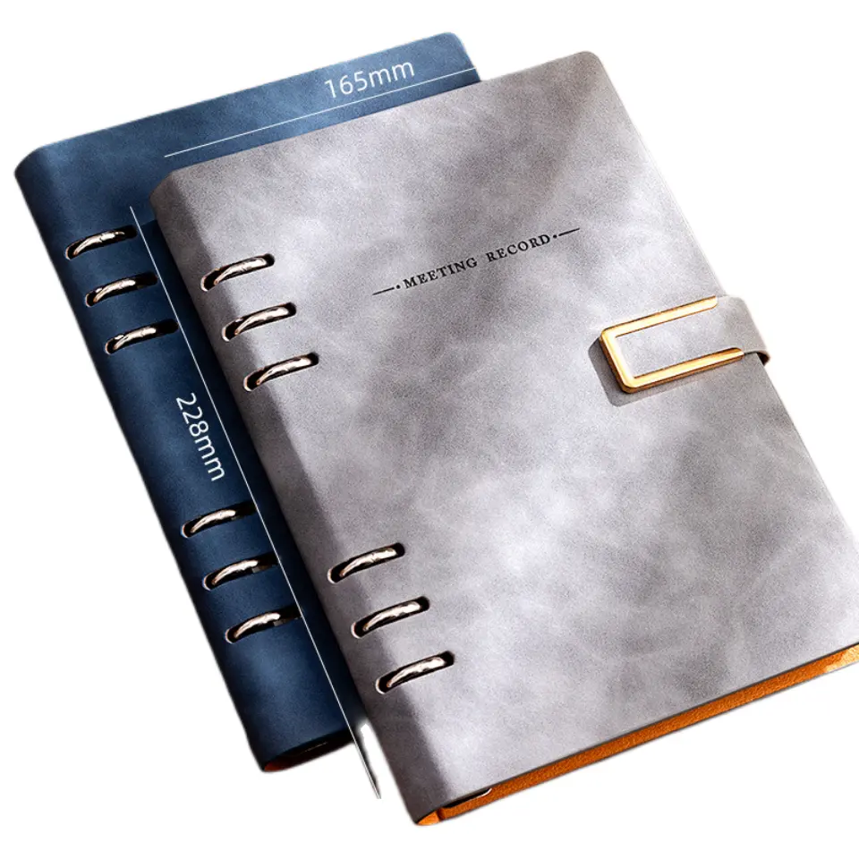 2023 alta quantità personalizzazione all'ingrosso settimanale mensile annuale A5 A6 PU Leather Meeting Notebook Agenda Planner