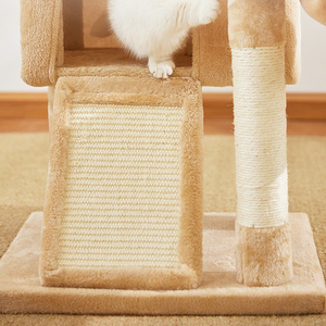 Cage pour chat en bois massif écologique avec griffoir en sisal, cadre en sisal, jouet pour litière, grattoir, arbre, doublure en peluche acrylique, pour chats <span class=keywords><strong>de</strong></span> grande taille - Product Image 4