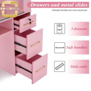 3 tirages fabricant de station d'<span class=keywords><strong>ongle</strong></span> pour la table d'<span class=keywords><strong>ongle</strong></span> multifonctionnelle de couleur rose de table de manucure de couverture en verre - Product Image 4