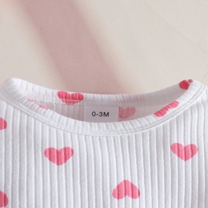 1 pièce, étiquette personnalisée, cœur aimant, coton côtelé, tenue printemps automne, bébé nourrisson, vêtements, barboteuse, robe, ensemble de vêtements pour filles, tout-petits - Product Image 5