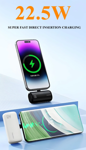 Batterie externe à charge <span class=keywords><strong>rapide</strong></span> 22,5 W, capsule rechargeable, double prise, personnalisable, 5000 mAh - Product Image 6