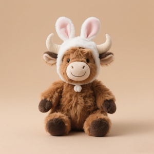 Tùy Chỉnh Highland Bò Đồ Chơi Sang Trọng Dễ Thương Nâu Highland Bò Sang Trọng Với Bunny Tai Cá Nhân Trang Trại Thú Nhồi Bông Đồ Chơi Sang Trọng - Product Image 3