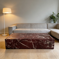 Table basse en marbre Rosso Levanto de luxe moderne, meuble décoratif de salon en pierre naturelle personnalisée, carré, pour salon