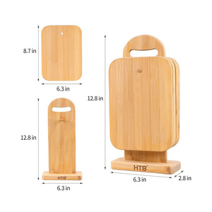 Juego de tablas de cortar de bambú, 3 estilos, 3 tamaños, con mango antideslizante, duradero, para cortar en la cocina - Product Image 4