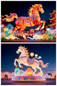 โคมไฟรูปม้า LED ผ้าตกแต่งเทศกาลโคมไฟจีน วันขอบคุณพระเจ้า ดิวาลี วันรับปริญญา กันน้ำ ใช้กลางแจ้ง ตกแต่งเหมือนจริง - Product Image 3