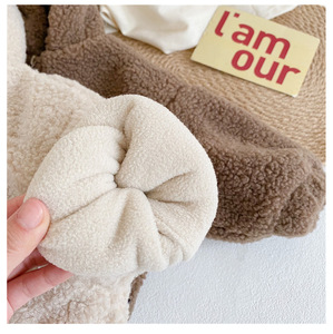 OEM inverno orso all'ingrosso neonate abbigliamento <span class=keywords><strong>pelliccia</strong></span> bambino bambini cappotti solido beige giacca outfit 301 - Product Image 5