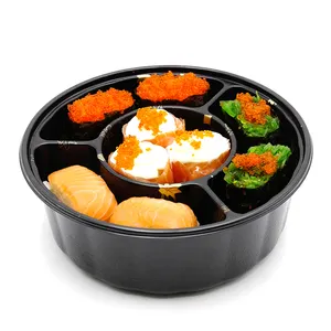 Karton ambalaj biyobozunur compostable yuvarlak paket servisi olan restoran suşi kutusu