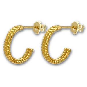 Pendientes de aro de oro auténtico de 14K con diseño texturizado elegante único para mujer, ropa informal y formal - Product Image 1