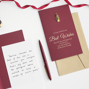 Biglietti di ringraziamento personalizzati mini rossi con <span class=keywords><strong>auguri</strong></span>, in carta testurizzata, pieghevoli, con busta, per matrimonio - Product Image 2